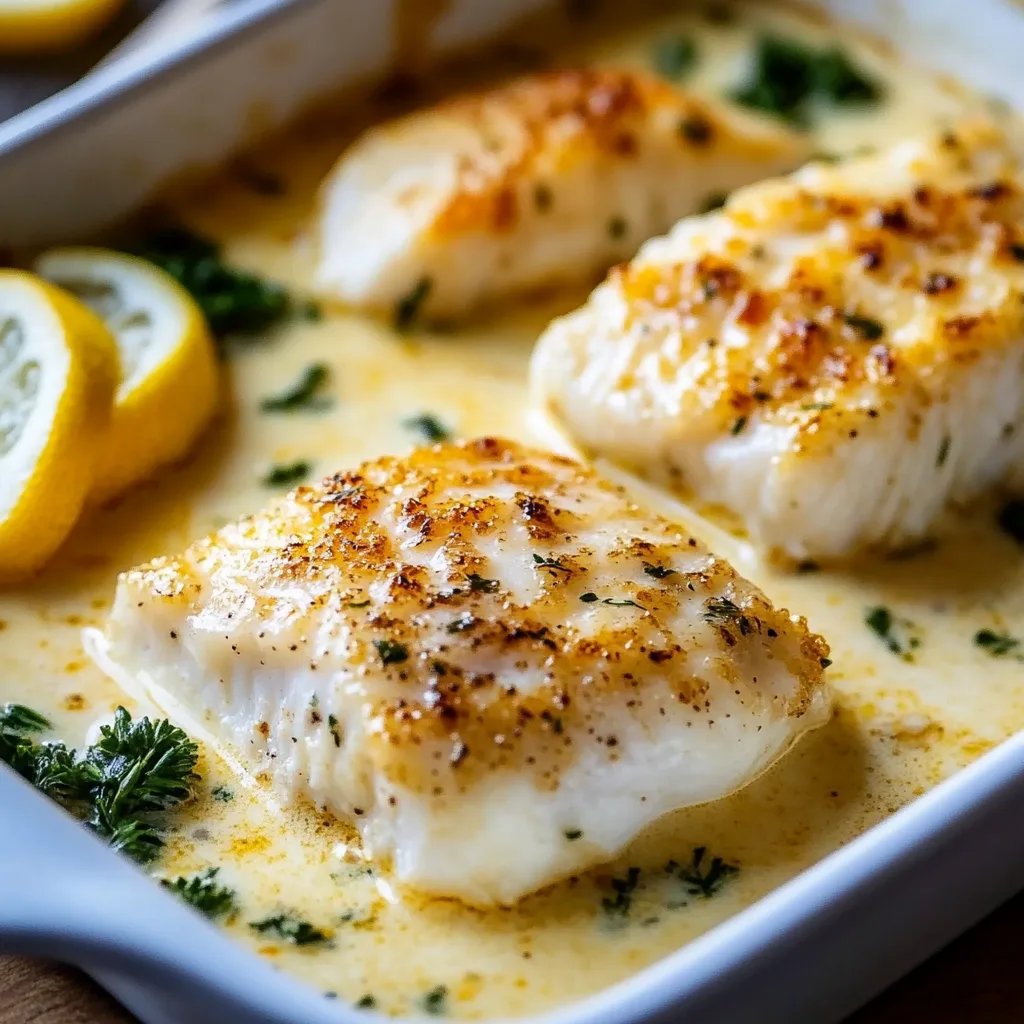 Baked Cod in Coconut Lemon Cream Sauce