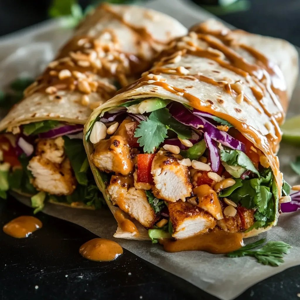 Thai Peanut Chicken Wraps
