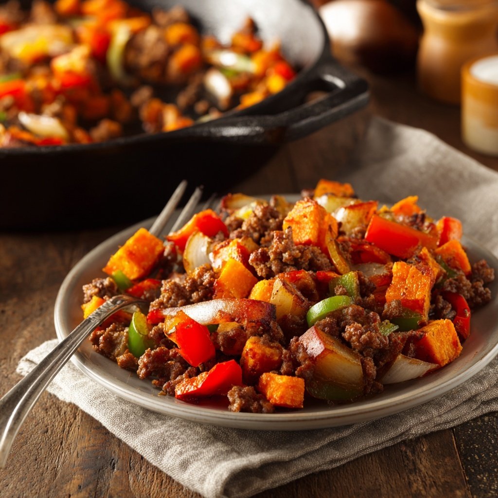 Ground Beef And Sweet Potato Hash