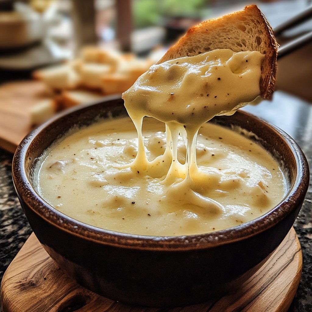 Fondue with Beer and Swiss Cheese
