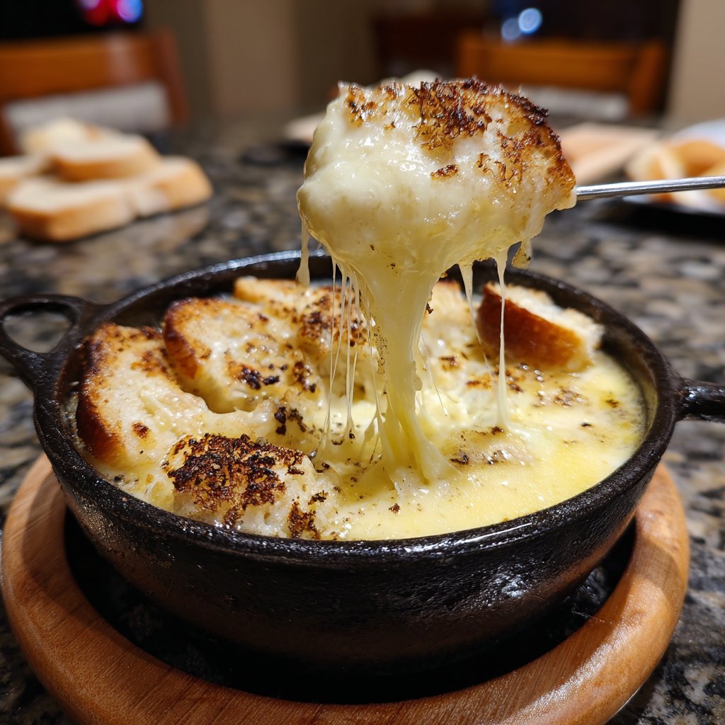 Fondue with Swiss Cheese and Garlic